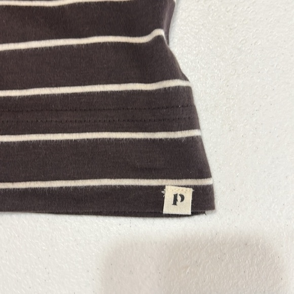 Pact Sz Small Brown Stripe Crop Tank Top Relaxed Organic Cotton NWT - Picture 5 of 7